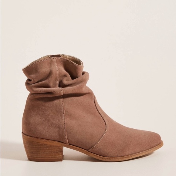 Anthropologie Barcelona Suede Slouchy Short Cowboy Ankle Boot Booties Slouch 36 - Picture 2 of 11